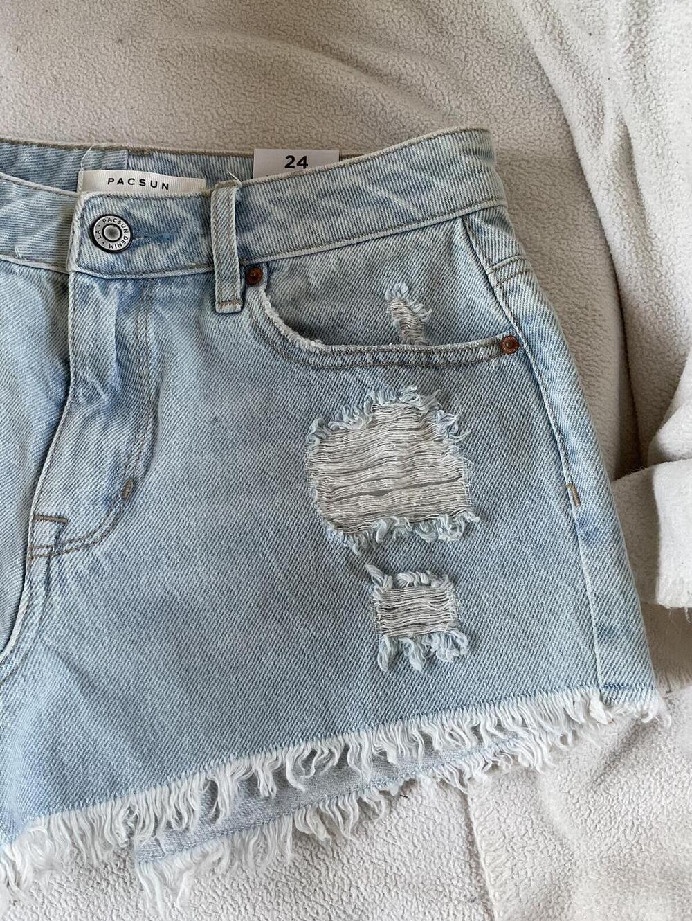 NWT PacSun Ivy High Waisted Festival Jean Shorts Cutoff Denim Shortie Size 24